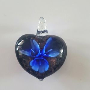 Lampwork heart shaped glass pendant